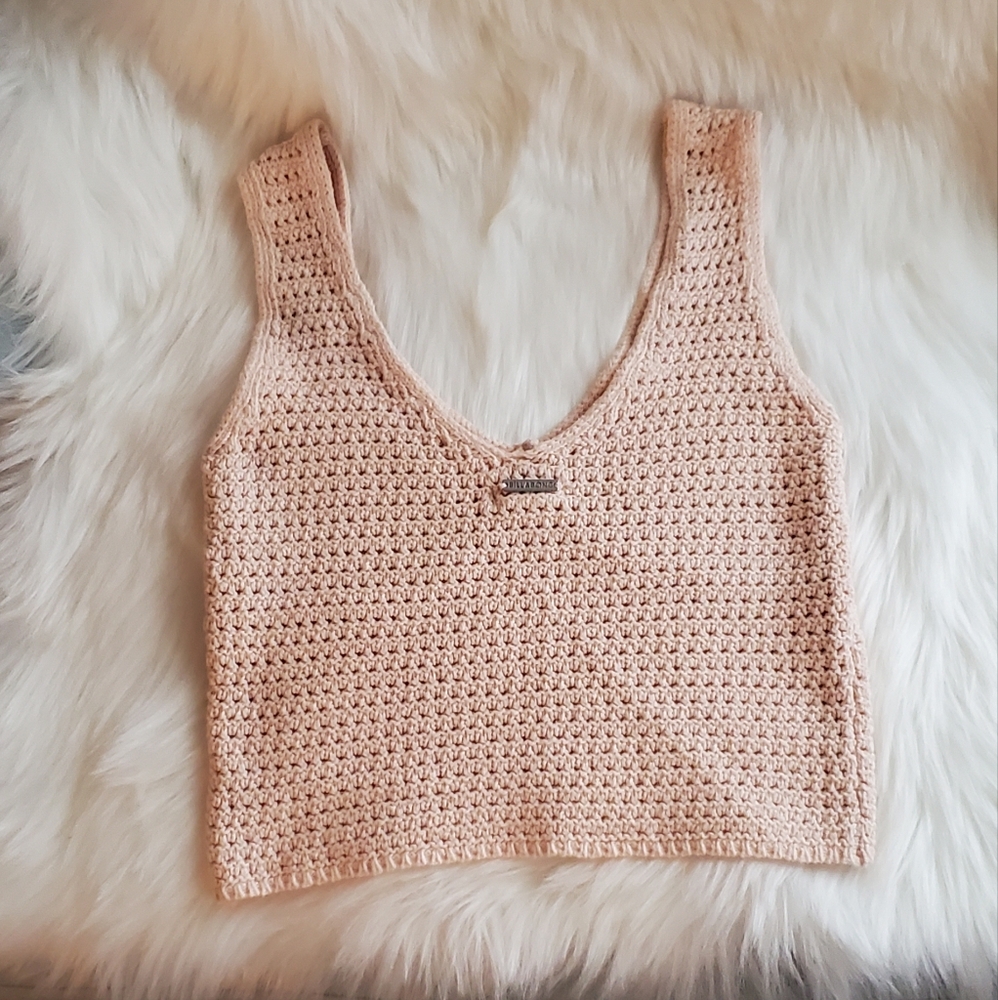 Billabong Cade Crochet Sweater Tank Top in Light Peach Sz M - Picture 2 of 8